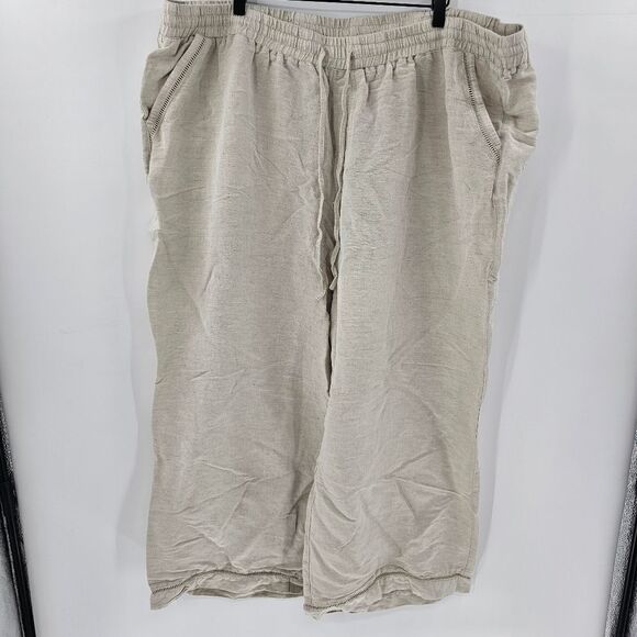 Lane bryant beach pants vacation linen 26/28 cream - Picture 1 of 5